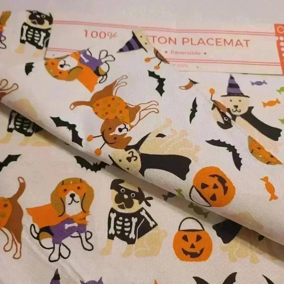 Casaba Halloween Dog Kitchen Place Mats Set Of 4 New 13x19in - Picture 5 of 6